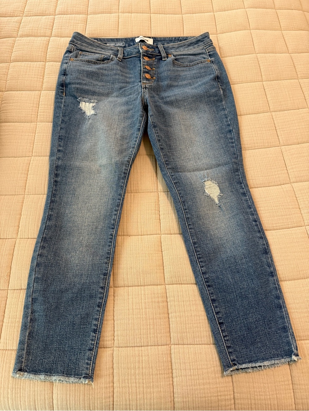 Sonoma Button-Fly Distressed Women's Skinny Crop Jeans